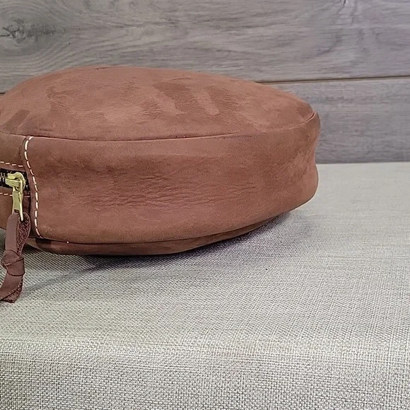 Portland Leather Round Brown Leather Crossbody Shoulder Bag - Picture 6 of 12
